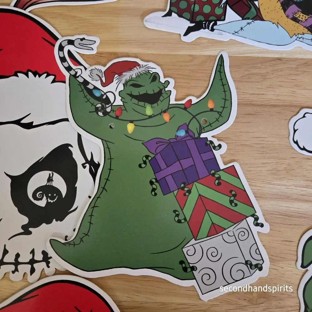 Nightmare Before Christmas DIY Banner Kit - Holiday Cardstock Cutouts & Raffia